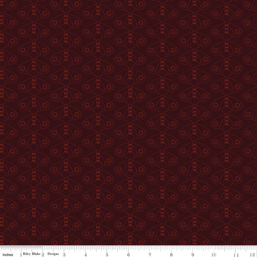 For the Love of Nature C11373 Burgundy Moths by Teresa Kogut for Riley Blake - by the half-yard - product image 1