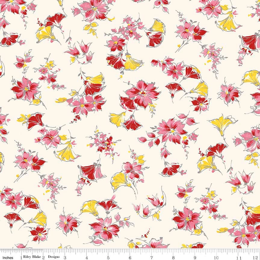 Lily C5930 Cream by Sue Penn for Penny Rose Fabrics Riley Blake - by the half-yard - product image 1