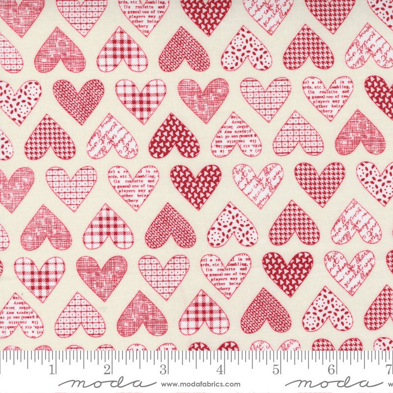 Flirt 55570 31 Hearts Cream Red by Sweetwater for Moda Fabrics - by the half-yard - product image 1