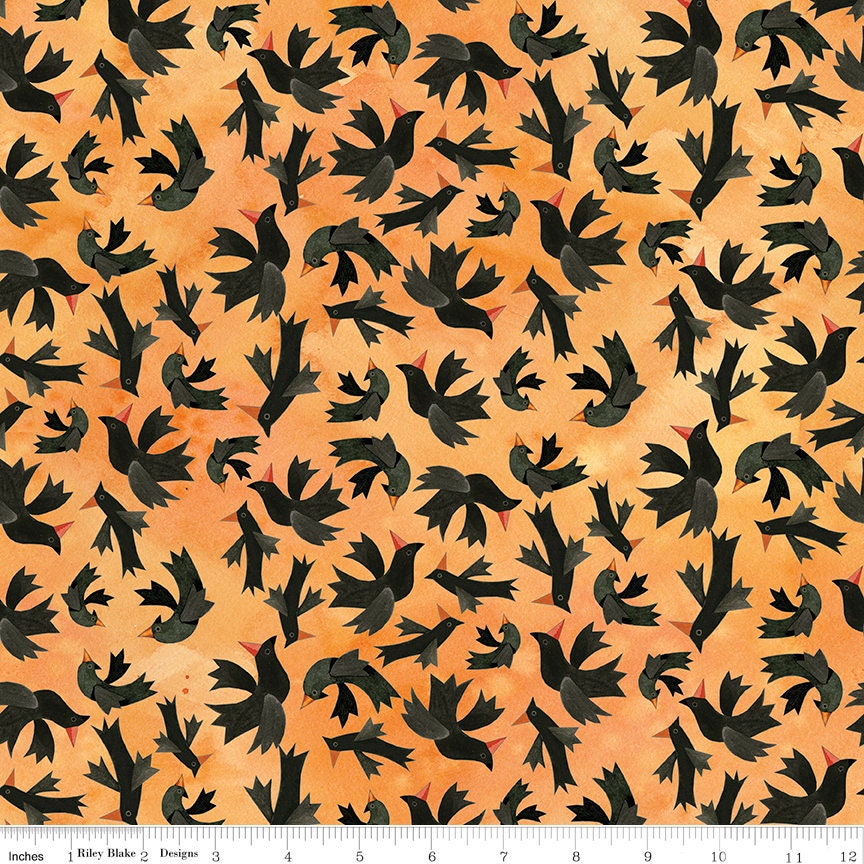 Halloween Whimsy C11822 Orange Birds by Teresa Kogut for Riley Blake - by the half-yard - product image 1