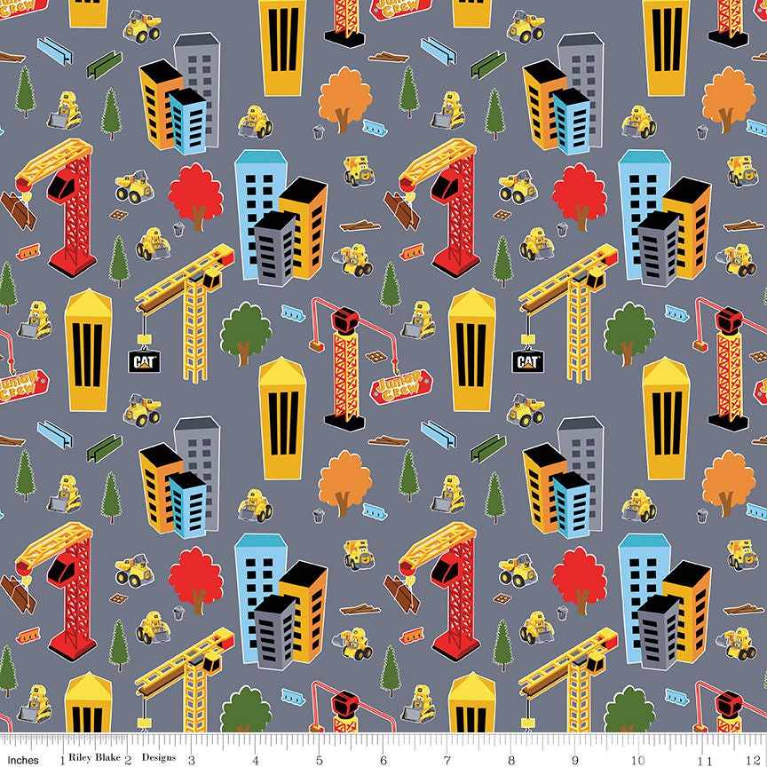 CAT Junior Crew C11471 Dark Gray At Work by Riley Blake Designs - by the half-yard - product image 1