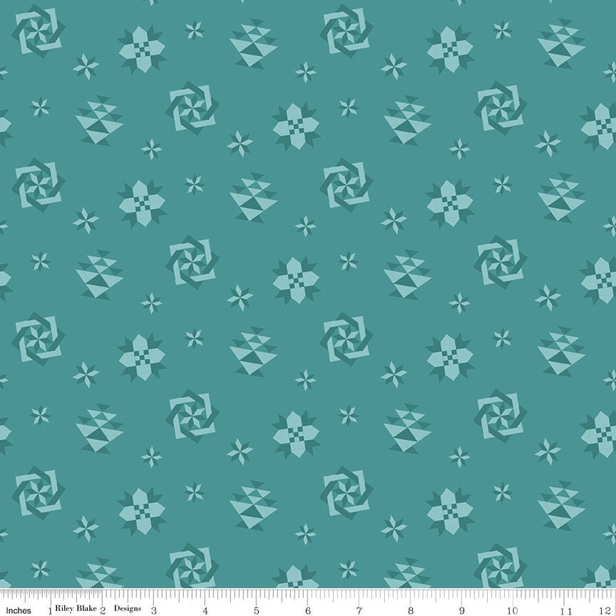 Spring Barn Quilts C14332 TEAL by Tara Reed for Riley Blake Fabrics - by the half-yard - product image 1
