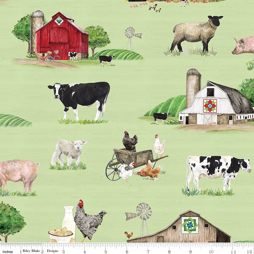 Spring Barn Quilts CD14330 GREEN by Tara Reed for Riley Blake Fabrics - by the half-yard - product image 1