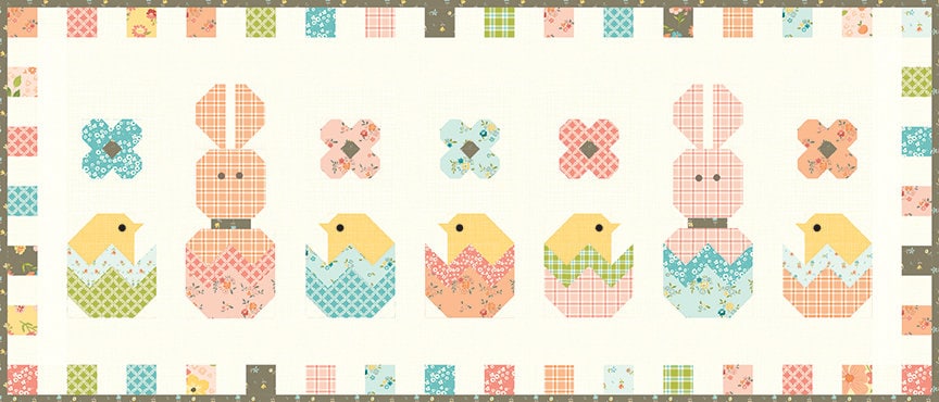 Hatchery Hack Runner Kit KT-14210 by Sandy Gervais for Riley Blake - approximately 19.5" x 46.5" quilt top and binding - prod