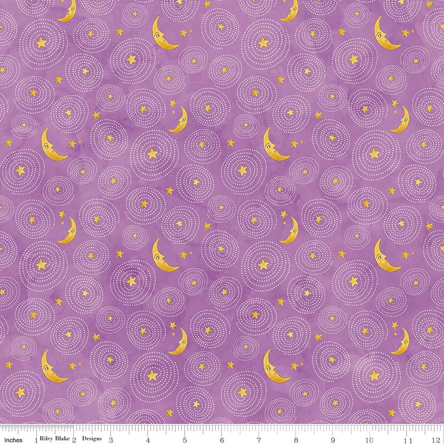 Ghoul Friends C16054 Stars and Moon Purple by Teresa Kogut for Riley Blake Designs - by the half-yard - product image 1