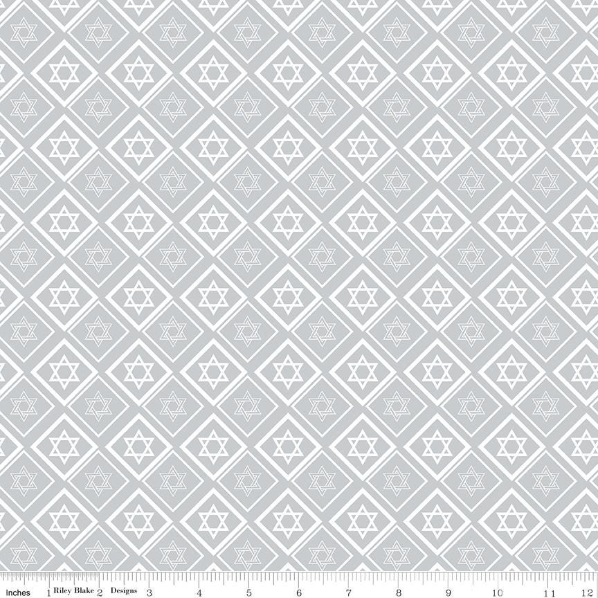 8 Nights 8 Lights C16423 Silver Star of David by Tara Reed for Riley Blake - by the half-yard - product image 1