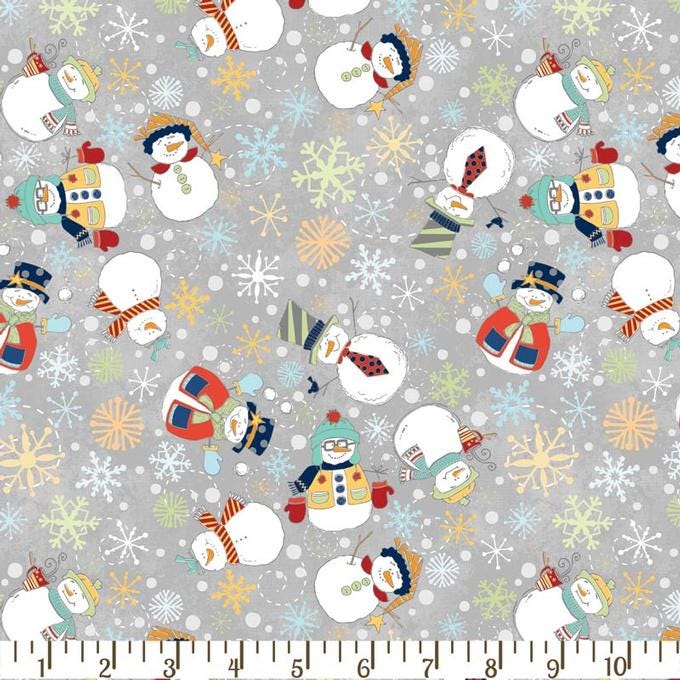 Flaky Snow Pals 00523 Snowmen All Around by AdornIt Fabrics - by the half-yard - product image 1