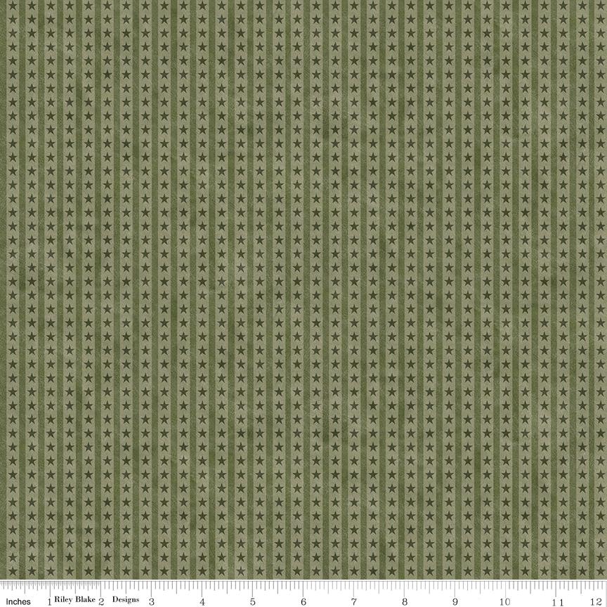 Northern Christmas C17836 Green Star Stripes by Teresa Kogut for Riley Blake - by the half-yard - product image 1